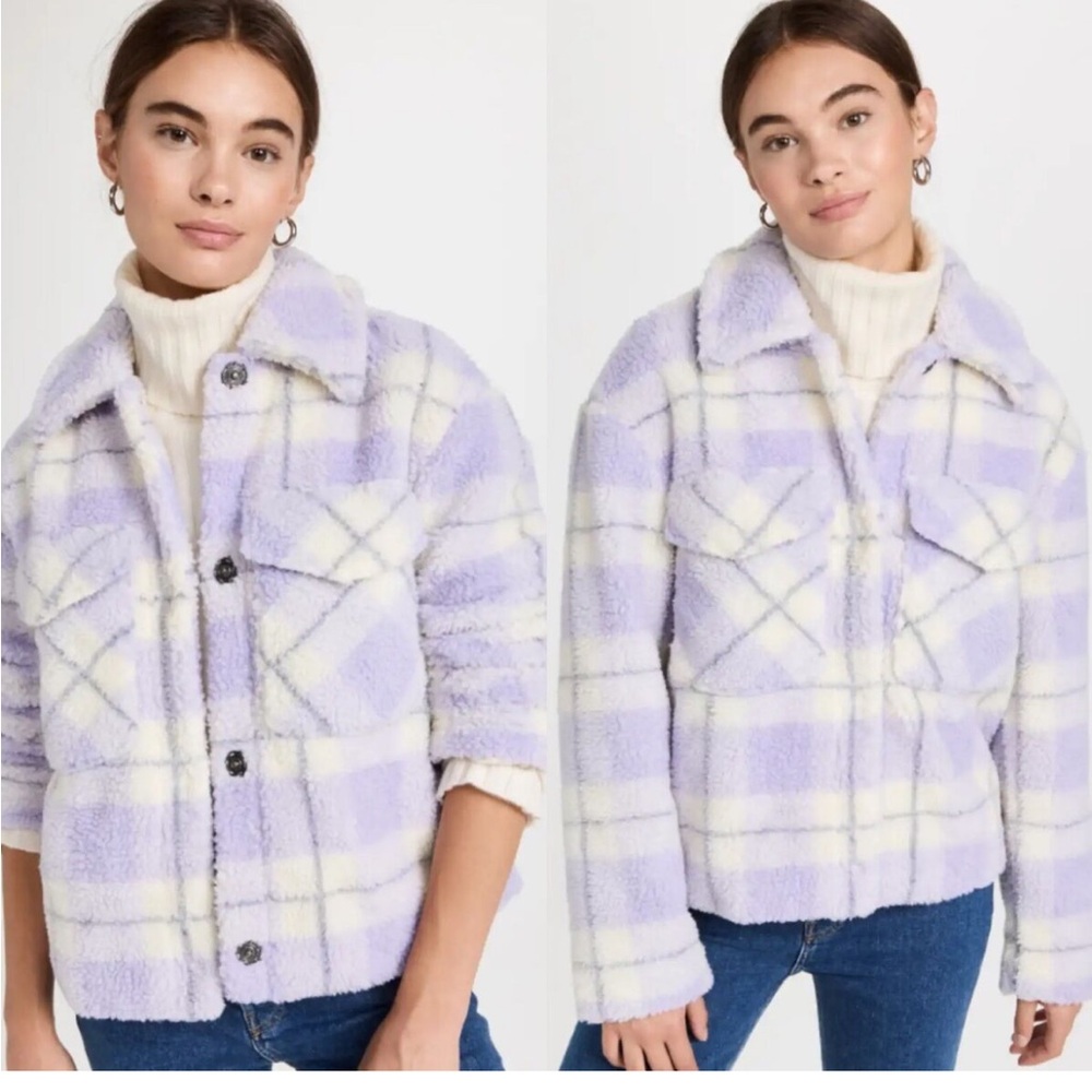 Avex les files Purple Plaid Fleece Jacket size XS
